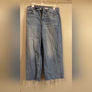 Loft high waisted wide leg crop raw hem